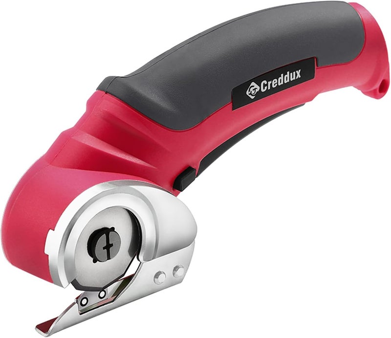 Creddux Cordless Electric Scissors, 4.2V Cardboard Cutter Tool for Cardboard Carpet Leather Packages Plastic with Rechargeable Battery Red - Image 1
